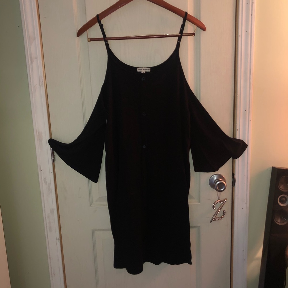 Zenana Cold Shoulder Bell Sleeve Dress